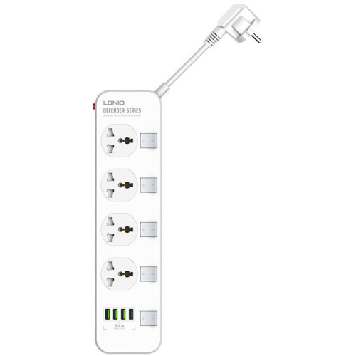 LDNIO Distributor - 6933138691441 - LDN71 - Power strip with 4 AC outlets, 4x USB, LDNIO SC4408, 2500W (white) - B2B homescreen