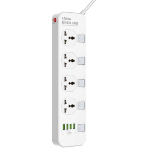 Wholesale Power strip with 4 AC outlets, 4x USB, LDNIO SC4408, 2500W (white) - LDN71 - {ean13} - Hurt