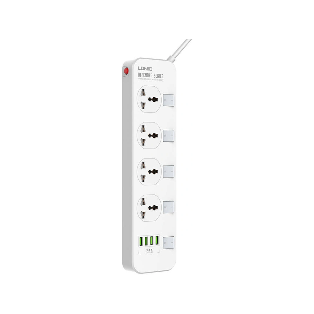 Hurtownia GSM - Listă de alimentare cu 4 prize AC, 4x USB, LDNIO SC4408, 2500W (alb) - LDN71 - {ean13} - Hurt