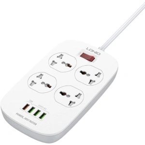 Wholesale Power strip with 4 AC outlets, 4x USB, LDNIO SC4407, 2500W (white) - LDN72 - {ean13} - Hurt