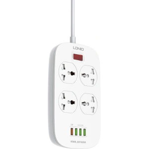 Wholesale Power strip with 4 AC outlets, 4x USB, LDNIO SC4407, 2500W (white) - LDN72 - {ean13} - Hurt