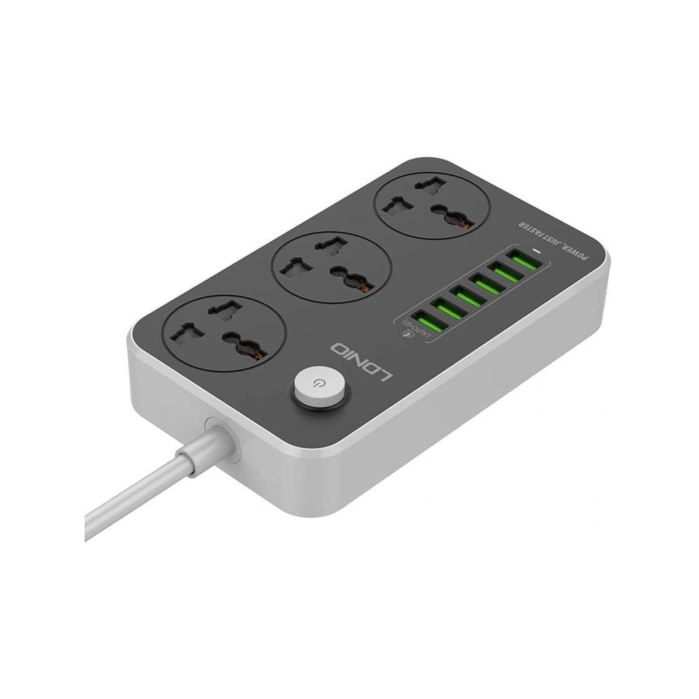 Hurtownia GSM - Napájecí lišta se 3 AC zásuvkami, 6x USB, LDNIO SC3604, 2500W (šedá) - LDN73 - {ean13} - Hurt