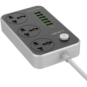Wholesale Power strip with 3 AC outlets, 6x USB, LDNIO SC3604, 2500W (gray) - LDN73 - {ean13} - Hurt