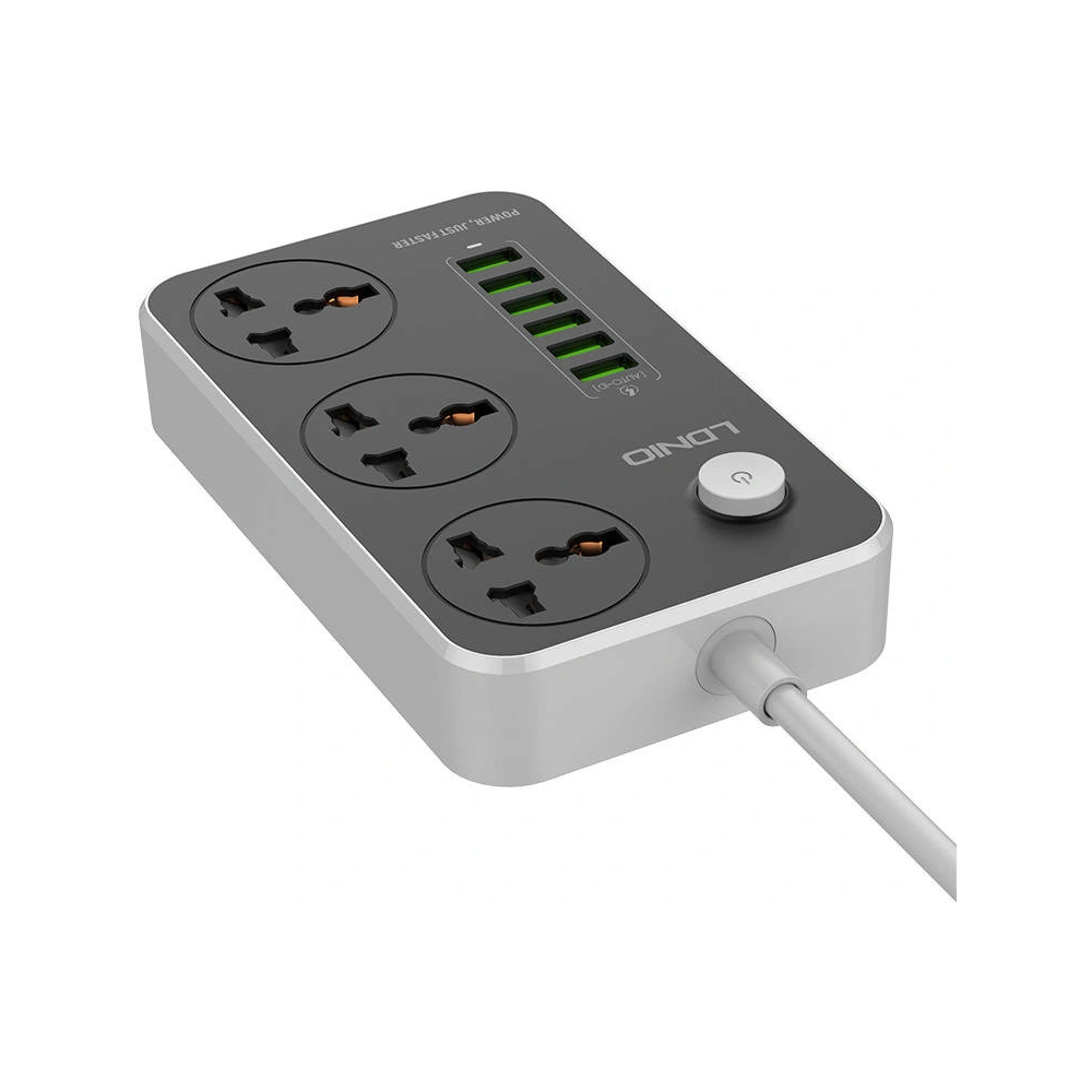 Hurtownia GSM - Napájecí lišta se 3 AC zásuvkami, 6x USB, LDNIO SC3604, 2500W (šedá) - LDN73 - {ean13} - Hurt