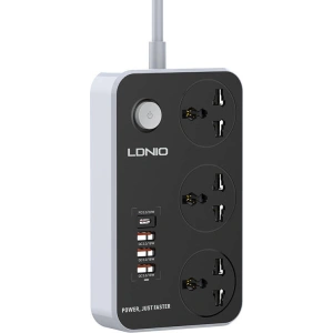 Wholesale Power strip with 3 AC outlets, 4x USB, LDNIO SC3412, 2500W (gray) - LDN74 - {ean13} - Hurt
