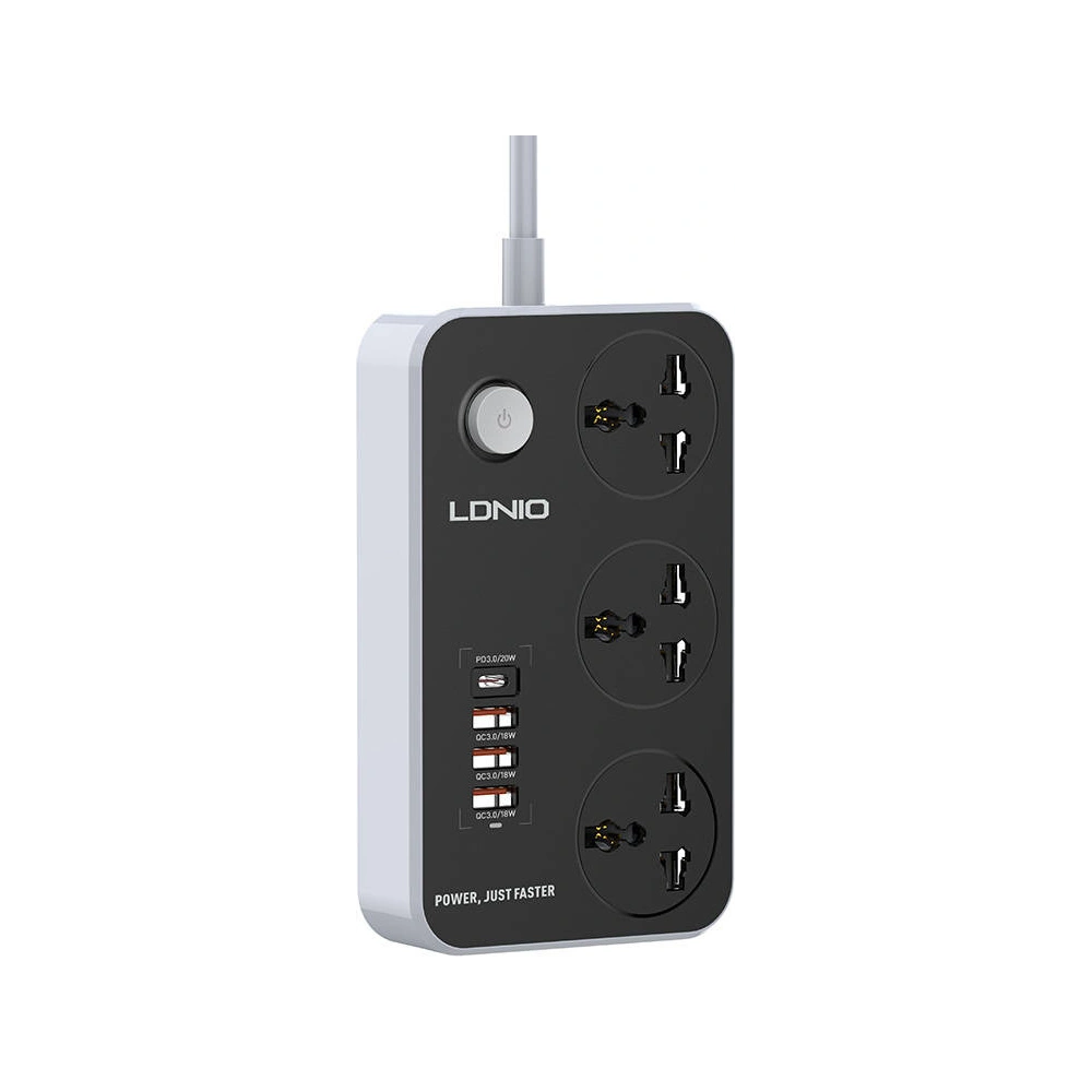 Hurtownia GSM - Steckerleiste mit 3 AC-Steckdosen, 4x USB, LDNIO SC3412, 2500W (grau) - LDN74 - {ean13} - Hurt