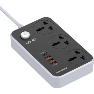 Wholesale Power strip with 3 AC outlets, 4x USB, LDNIO SC3412, 2500W (gray) - LDN74 - {ean13} - Hurt