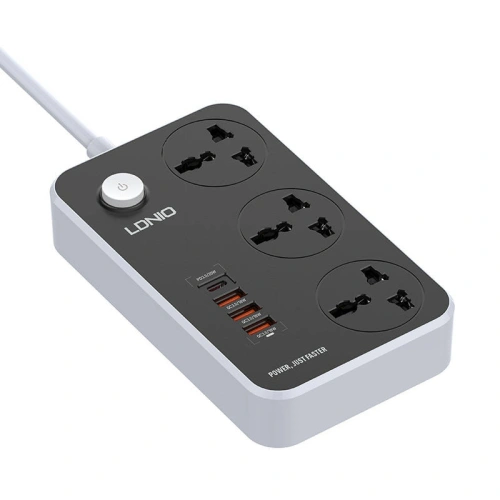 Listwa zasilająca z 3 gniazdami AC, 4x USB, LDNIO SC3412, 2500W (szara)