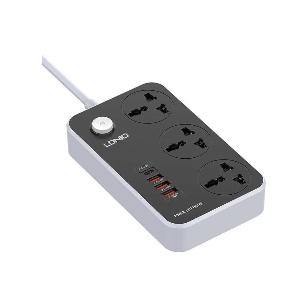 Hurtownia GSM - Napájecí lišta se 3 AC zásuvkami, 4x USB, LDNIO SC3412, 2500W (šedá) - LDN74 - {ean13} - Hurt