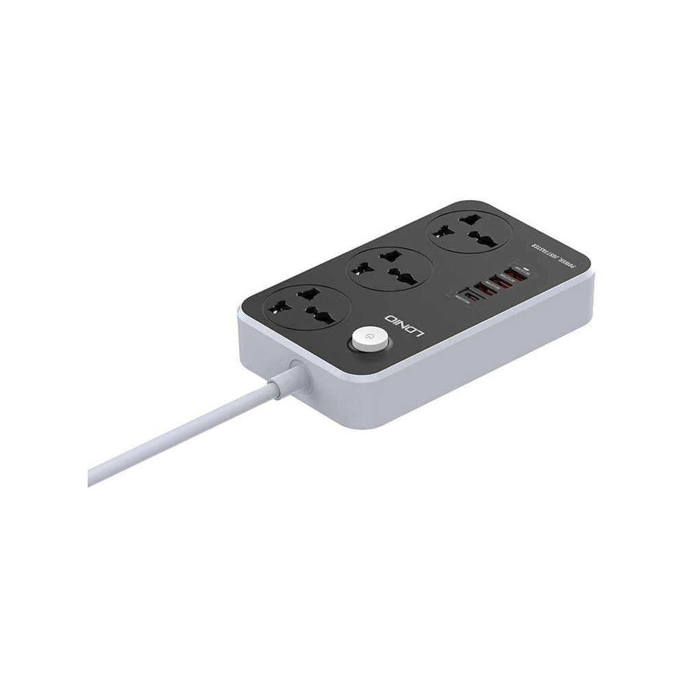 Hurtownia GSM - Napájecí lišta se 3 AC zásuvkami, 4x USB, LDNIO SC3412, 2500W (šedá) - LDN74 - {ean13} - Hurt
