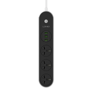 Wholesale Power strip with 3 AC outlets, 3x USB, LDNIO SC3301, 2500W (gray) - LDN75 - {ean13} - Hurt