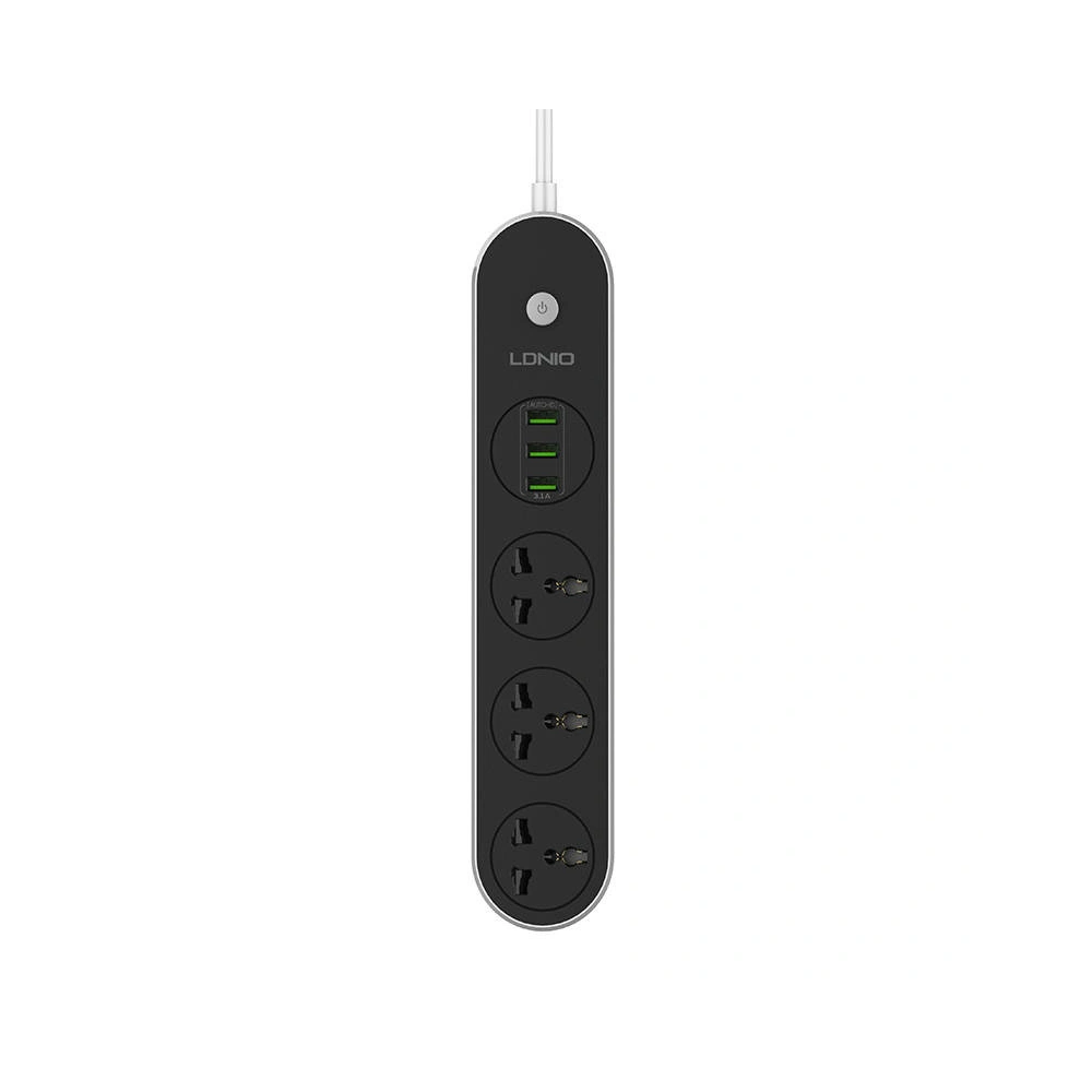 Hurtownia GSM - Listă de alimentare cu 3 prize AC, 3x USB, LDNIO SC3301, 2500W (gri) - LDN75 - {ean13} - Hurt