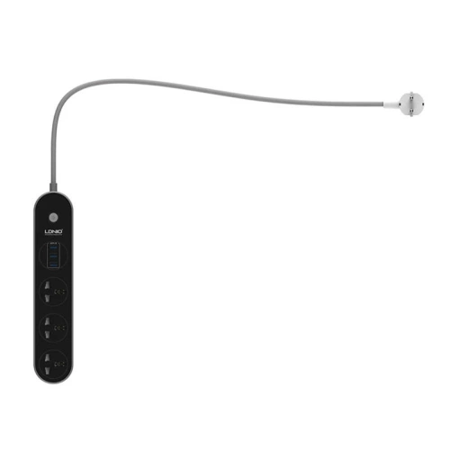 Listwa zasilająca z 3 gniazdami AC, 3x USB, LDNIO SC3301, 2500W (szara)