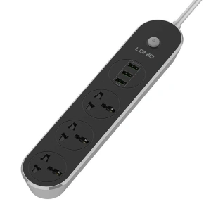 Wholesale Power strip with 3 AC outlets, 3x USB, LDNIO SC3301, 2500W (gray) - LDN75 - {ean13} - Hurt