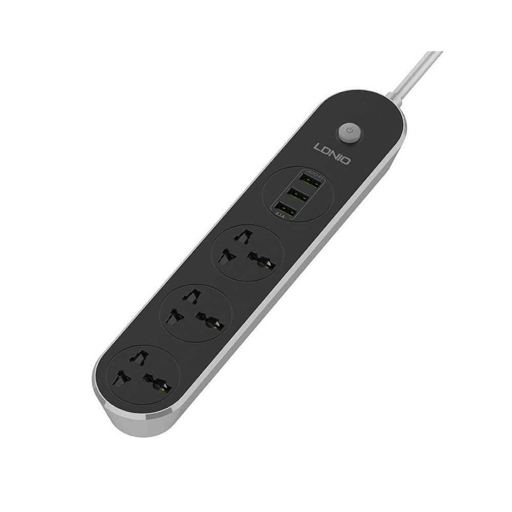 Hurtownia GSM - Listă de alimentare cu 3 prize AC, 3x USB, LDNIO SC3301, 2500W (gri) - LDN75 - {ean13} - Hurt