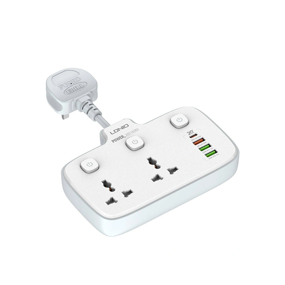 Hurtownia GSM - Netzleiste mit 2 AC-Steckdosen LDNIO SC2413, 3x USB, 1x USB-C, 2500W (weiß) - LDN76 - {ean13} - Hurt