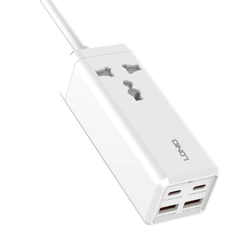 Listwa zasilająca z 1 gniazdem AC LDNIO SC1418, 2x USB, 2x USB-C, 2500W (biała)