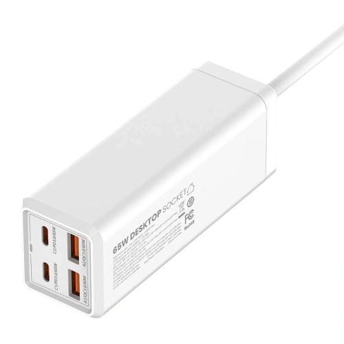 Listwa zasilająca z 1 gniazdem AC LDNIO SC1418, 2x USB, 2x USB-C, 2500W (biała)