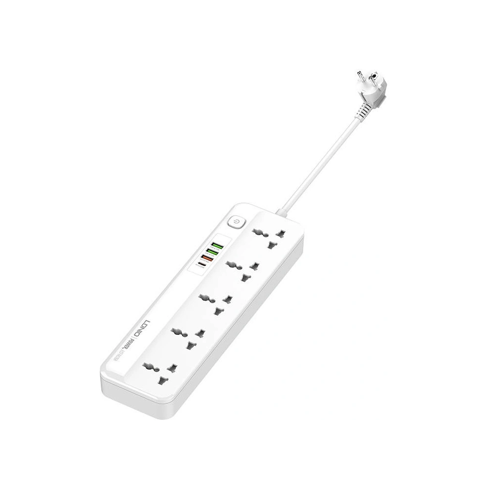 Hurtownia GSM - Napájecí lišta s 5 AC zásuvkami, 3x USB, USB-C, LDNIO SC5415, 2500W (bílá) - LDN97 - {ean13} - Hurt