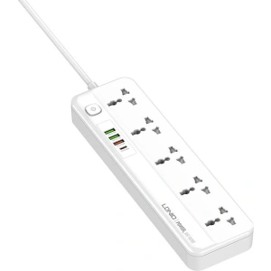 Wholesale Power strip with 5 AC outlets, 3x USB, USB-C, LDNIO SC5415, 2500W (white) - LDN97 - {ean13} - Hurt