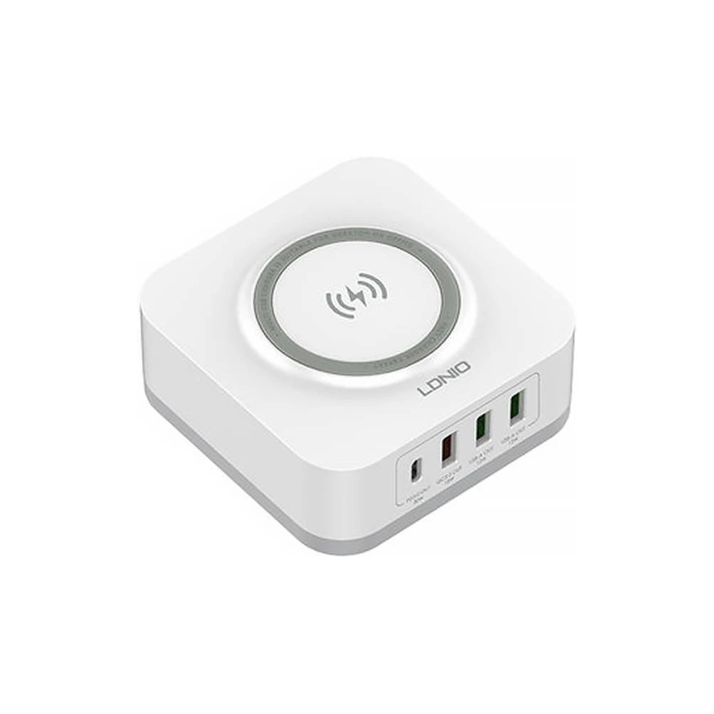 Hurtownia GSM - Încărcător wireless inductiv LDNIO AW004, 3x USB + USB-C, 32W (alb) - LDN108 - {ean13} - Hurt