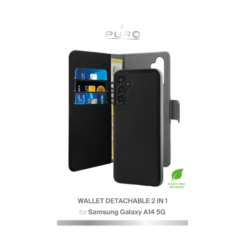 Etui PURO Wallet Detachable 2w1 Samsung Galaxy A14 5G (czarny)