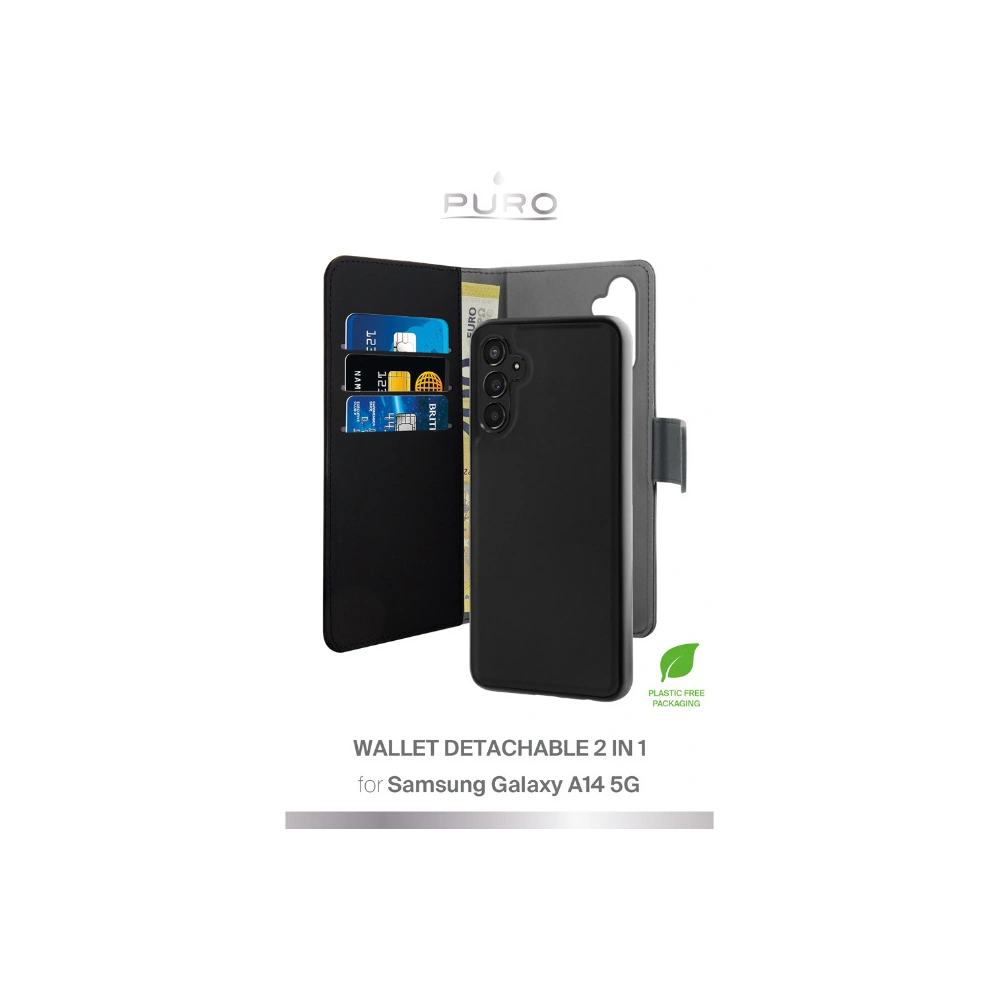 Hurtownia GSM - Etui PURO Wallet Abnehmbar 2w1 Samsung Galaxy A14 5G (schwarz) - PUR659 - {ean13} - Hurt
