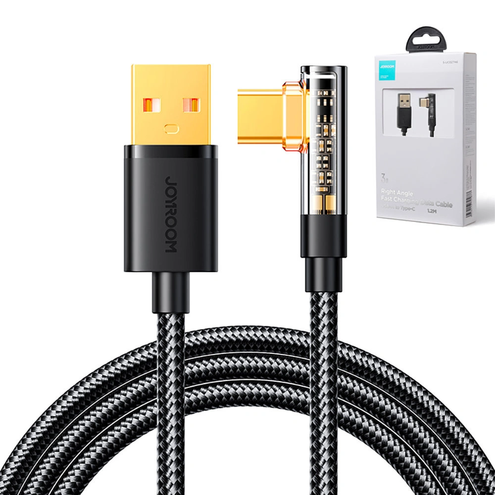 Hurtownia GSM - Kabel unghiular Joyroom USB-C/USB-A 3A 1,2m negru - JYR710 - {ean13} - Hurt