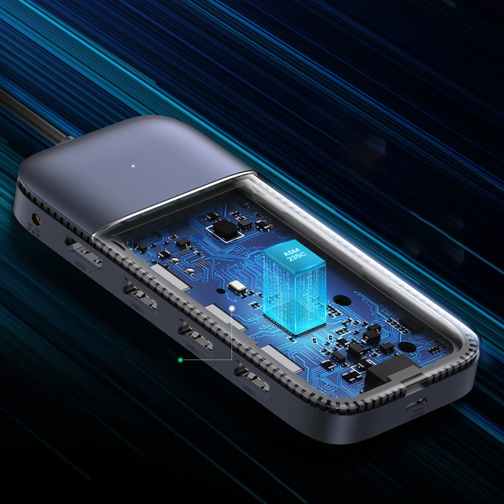 Hurtownia GSM - UGREEN CM296 6w1 USB-C / 3x USB 3.2 Gen 2 (10Gbps) - HDMI 4K 60Hz - USB-C PD - DC SSD M.2 SATA meghajtóház szürke - UGR1483 - {ean13} - Hurt