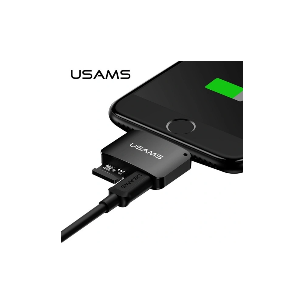 Hurtownia GSM - Adapter USAMS US-SJ176 2w1 microUSB-Lightning + cititor de carduri SD negru/black - USA920 - {ean13} - Hurt