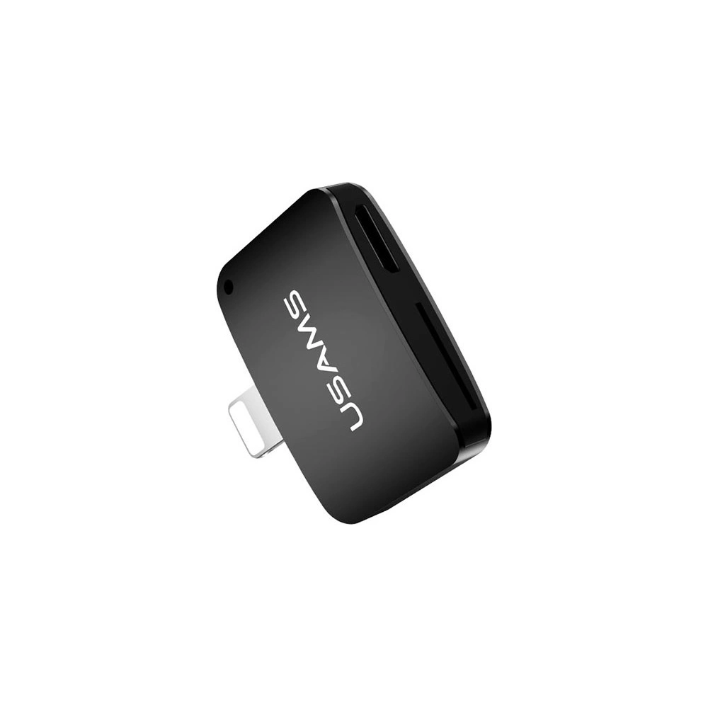 Hurtownia GSM - Adapter USAMS US-SJ176 2w1 microUSB-Lightning + cititor de carduri SD negru/black - USA920 - {ean13} - Hurt
