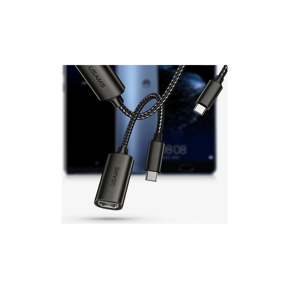 Hurtownia GSM - Adaptér USAMS US-SJ282 U22 USB-C - HDMI 4K HD 15cm černý/black - USA921 - {ean13} - Hurt