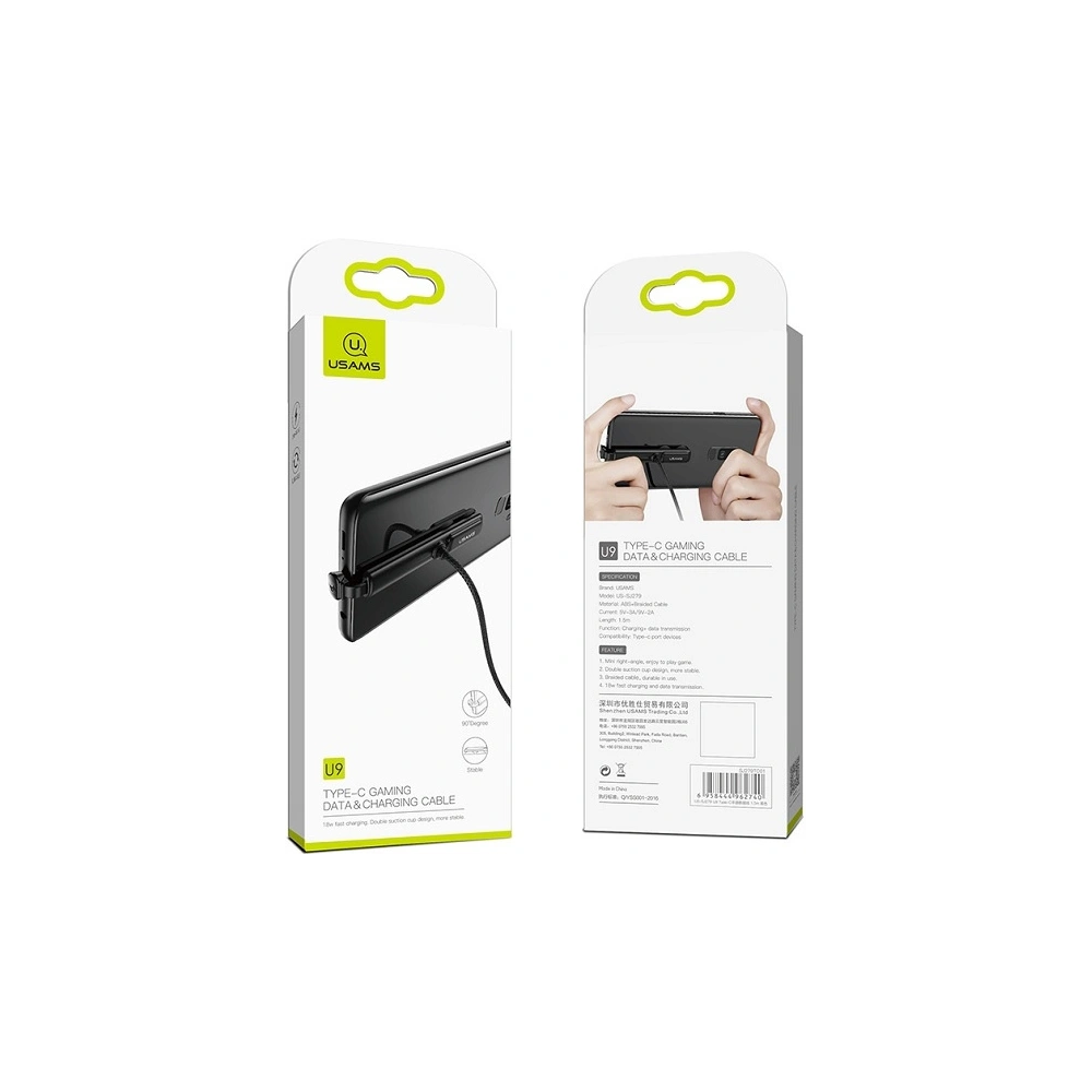 Hurtownia GSM - Kabel USAMS US-SJ279 Gaming U9 USB-A/USB-C 1,5m 2A/3A černý/black - USA925 - {ean13} - Hurt