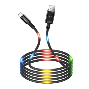 Kabel USAMS US-SJ288 U16 Volume Control LED USB-A/microUSB 2A 1m czarny/black