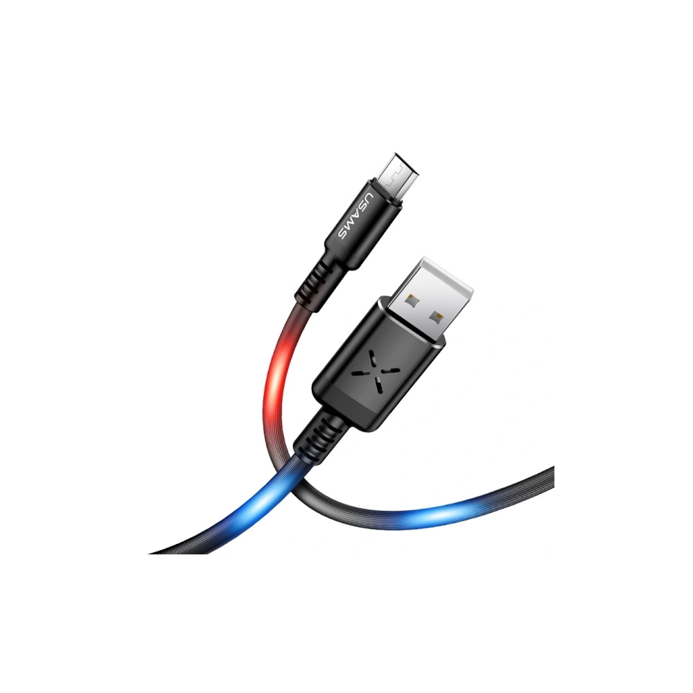Hurtownia GSM - Kabel USAMS US-SJ288 U16 Ovládání hlasitosti LED USB-A/microUSB 2A 1m černý/black - USA929 - {ean13} - Hurt