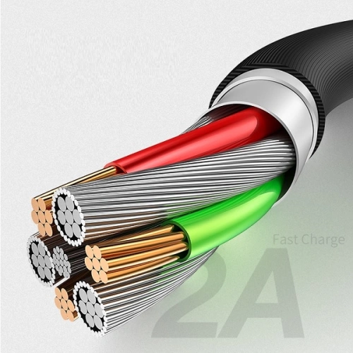 Kabel USAMS US-SJ288 U16 Volume Control LED USB-A/microUSB 2A 1m czarny/black