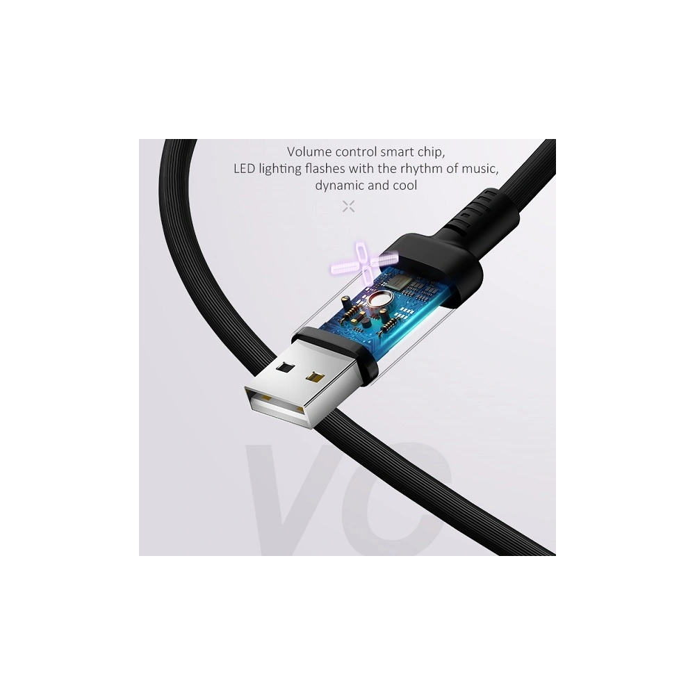 Hurtownia GSM - Kabel USAMS US-SJ288 U16 Lautstärkeregler LED USB-A/microUSB 2A 1m schwarz/black - USA929 - {ean13} - Hurt