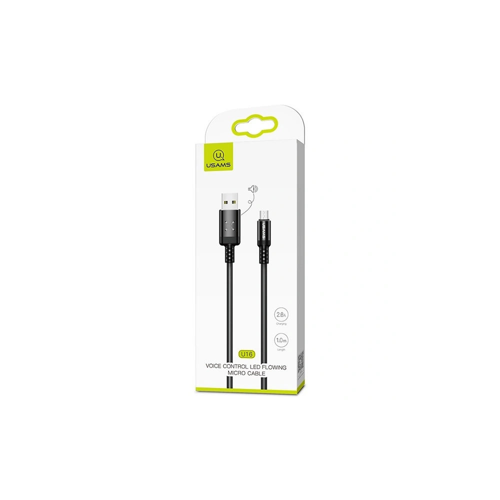 Hurtownia GSM - Kabel USAMS US-SJ288 U16 Lautstärkeregler LED USB-A/microUSB 2A 1m schwarz/black - USA929 - {ean13} - Hurt
