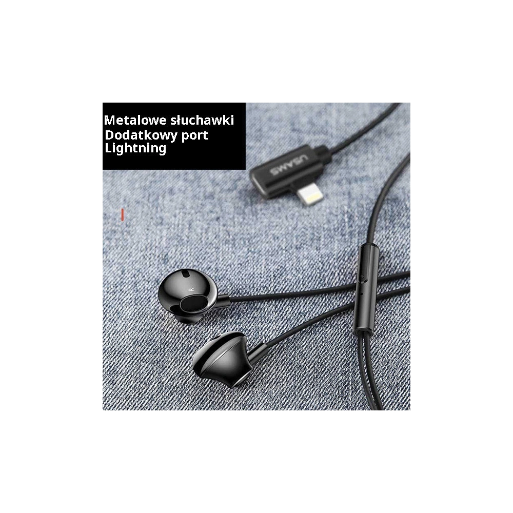 Hurtownia GSM - Căști USAMS US-SJ295 EP-32 Lightning negru/black - USA931 - {ean13} - Hurt