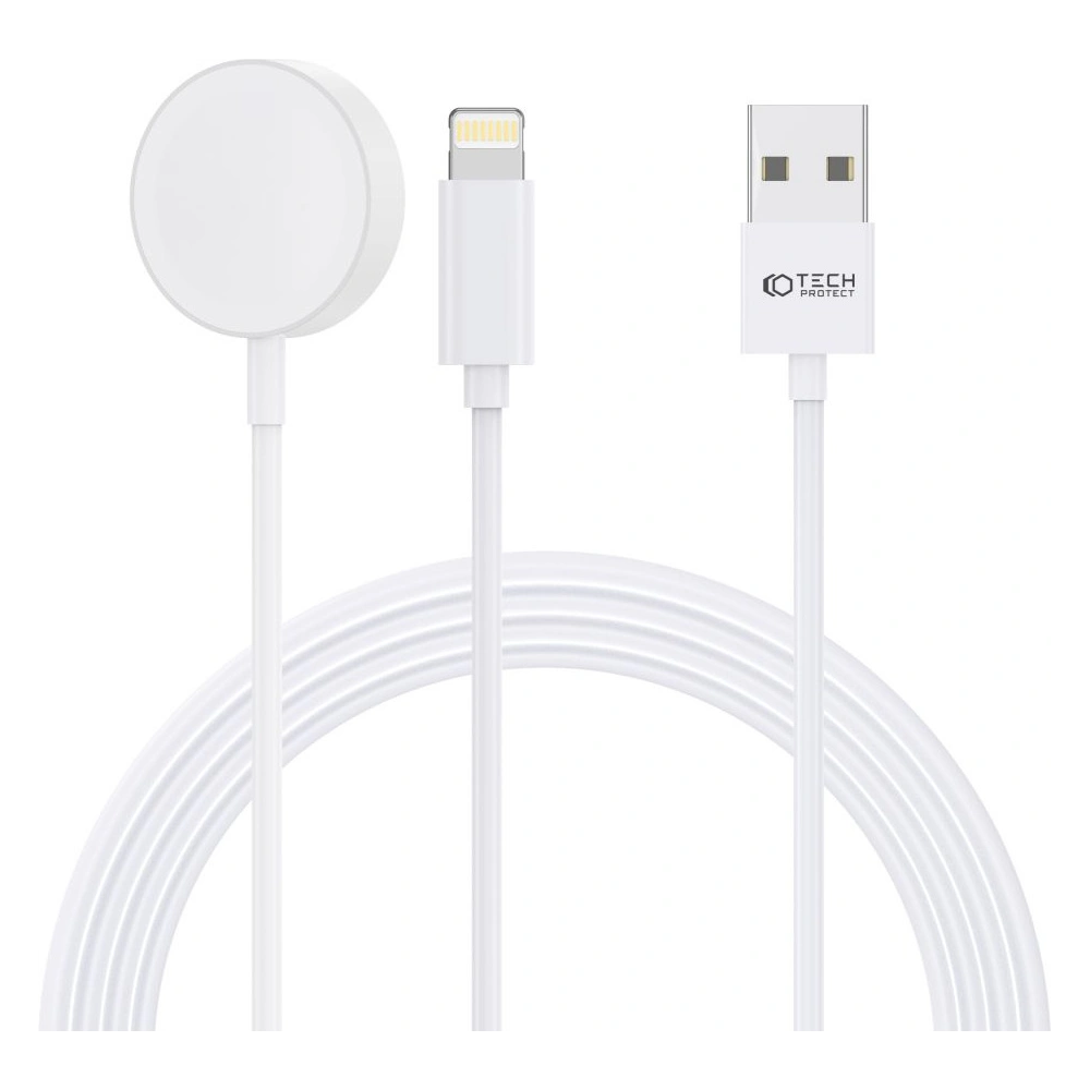 Hurtownia GSM - Töltő Apple Watch Tech-Protect Ultraboost 2in1 Magnetic Charging & Lightning 150cm Fehér - THP1878 - {ean13} - Hurt