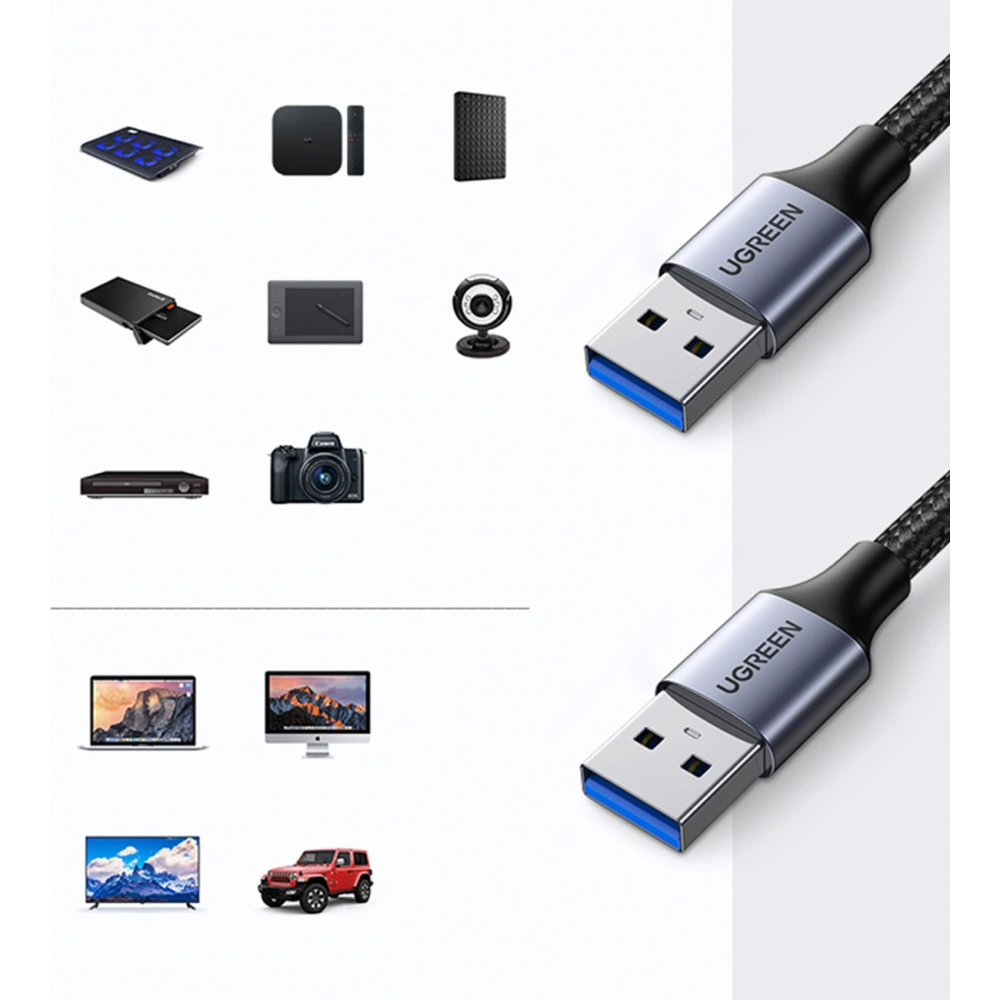 Hurtownia GSM - UGREEN US373 USB-A/USB-A 3.0 5Gb/s 2m szürke kábel - UGR1484 - {ean13} - Hurt