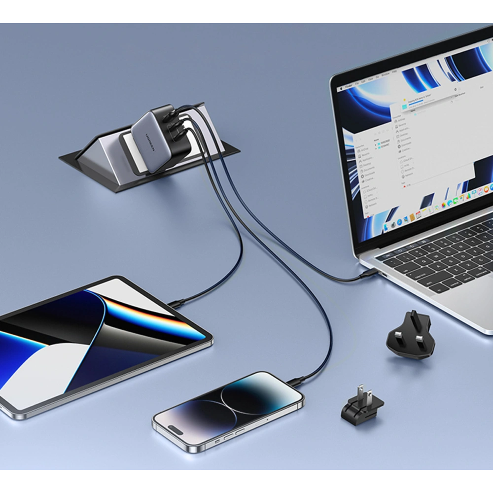Hurtownia GSM - UGREEN CD296 GaN USB/2x USB-C 65W hálózati töltő EU/UK/US dugó fekete - UGR1489 - {ean13} - Hurt