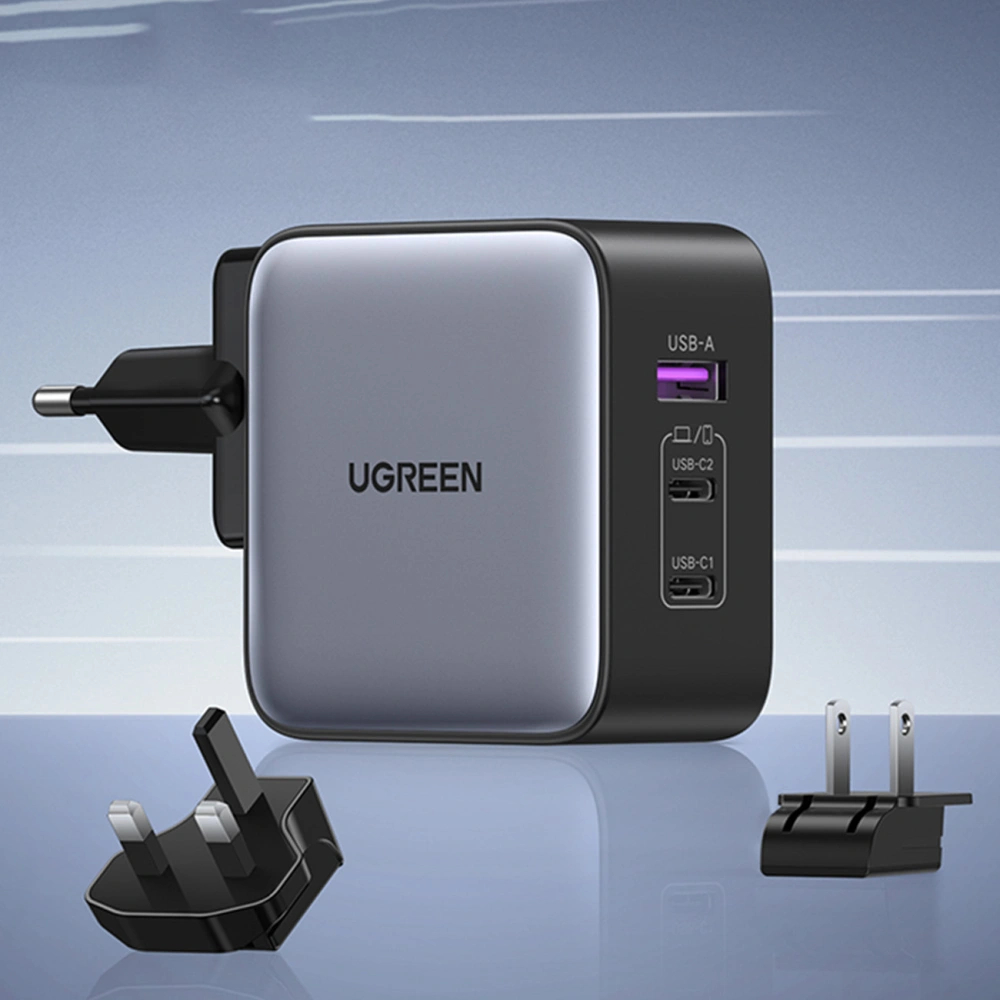 Hurtownia GSM - UGREEN CD296 GaN USB/2x USB-C 65W hálózati töltő EU/UK/US dugó fekete - UGR1489 - {ean13} - Hurt