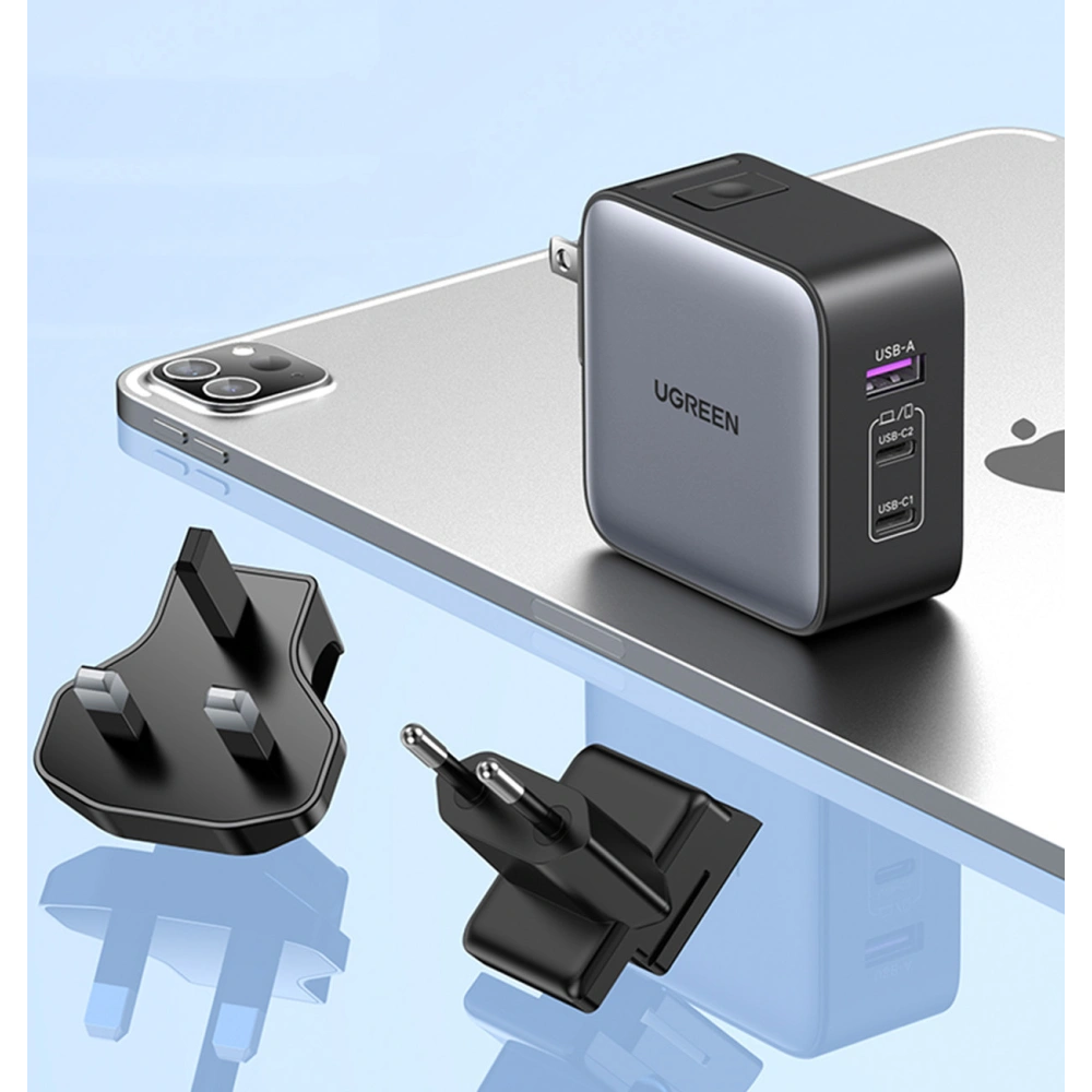 Hurtownia GSM - UGREEN CD296 GaN USB/2x USB-C 65W hálózati töltő EU/UK/US dugó fekete - UGR1489 - {ean13} - Hurt