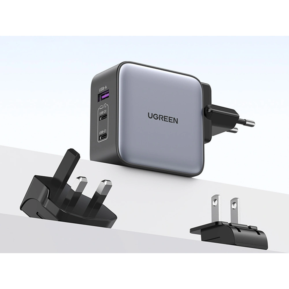 Hurtownia GSM - UGREEN CD296 GaN USB/2x USB-C 65W hálózati töltő EU/UK/US dugó fekete - UGR1489 - {ean13} - Hurt
