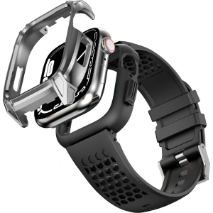 Hurtownia GSM - Pasek + etui Kingxbar CYF148 2w1 Apple Watch 4/5/6/7/8/9/SE 44/45mm srebrne - KGX637 - {ean13} - Hurt