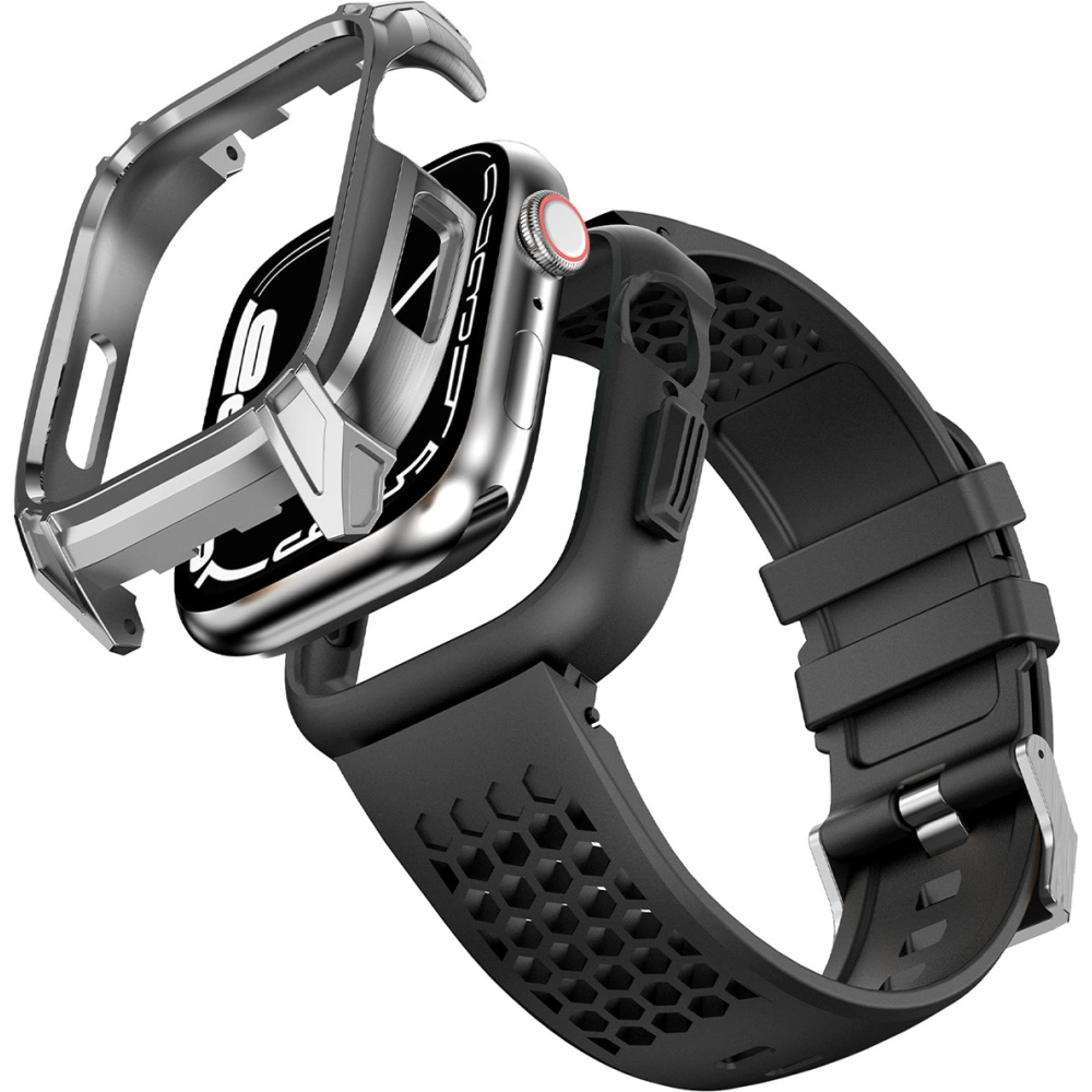 Hurtownia GSM - + etui Kingxbar CYF148 2w1 Apple Watch 4/5/6/7/8/9/SE 44/45mm silberne - KGX637 - {ean13} - Hurt