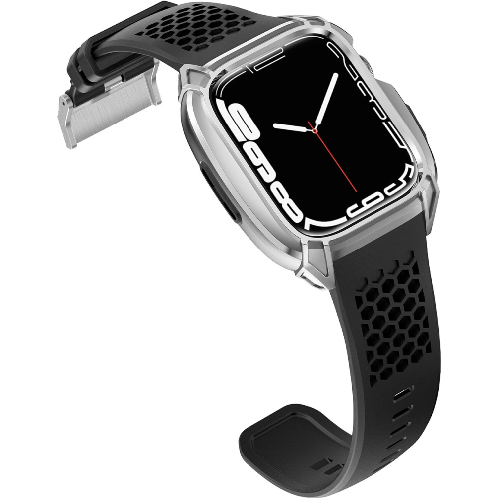 Hurtownia GSM - + etui Kingxbar CYF148 2w1 Apple Watch 4/5/6/7/8/9/SE 44/45mm silberne - KGX637 - {ean13} - Hurt