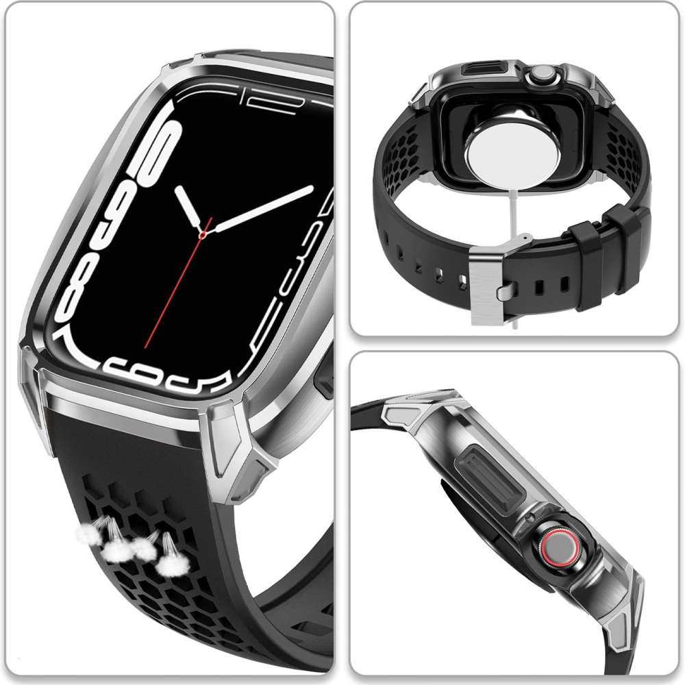 Hurtownia GSM - + etui Kingxbar CYF148 2w1 Apple Watch 4/5/6/7/8/9/SE 44/45mm silberne - KGX637 - {ean13} - Hurt