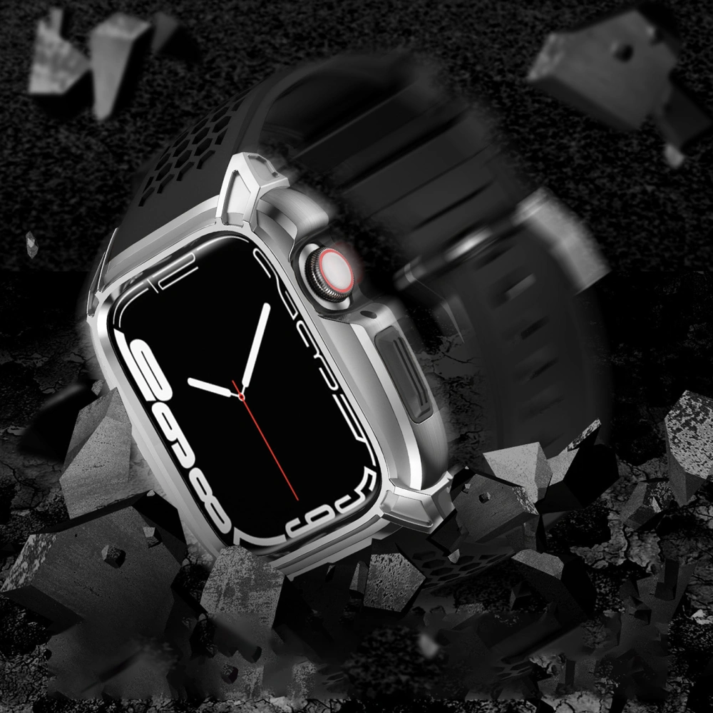 Hurtownia GSM - + etui Kingxbar CYF148 2w1 Apple Watch 4/5/6/7/8/9/SE 44/45mm silberne - KGX637 - {ean13} - Hurt